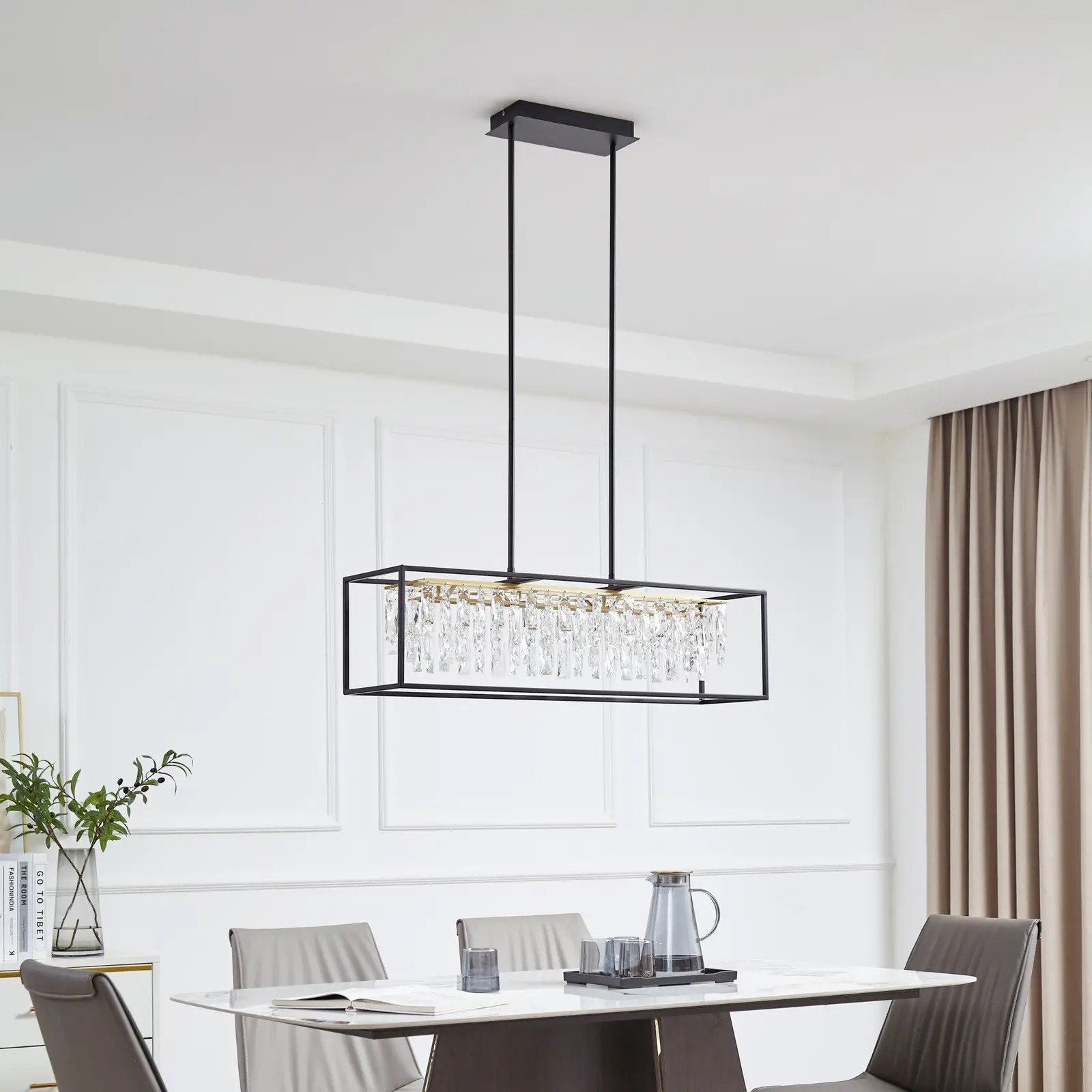 Lucande Suspension LED Kassi, noir, fer, intensité variable, 90 cm