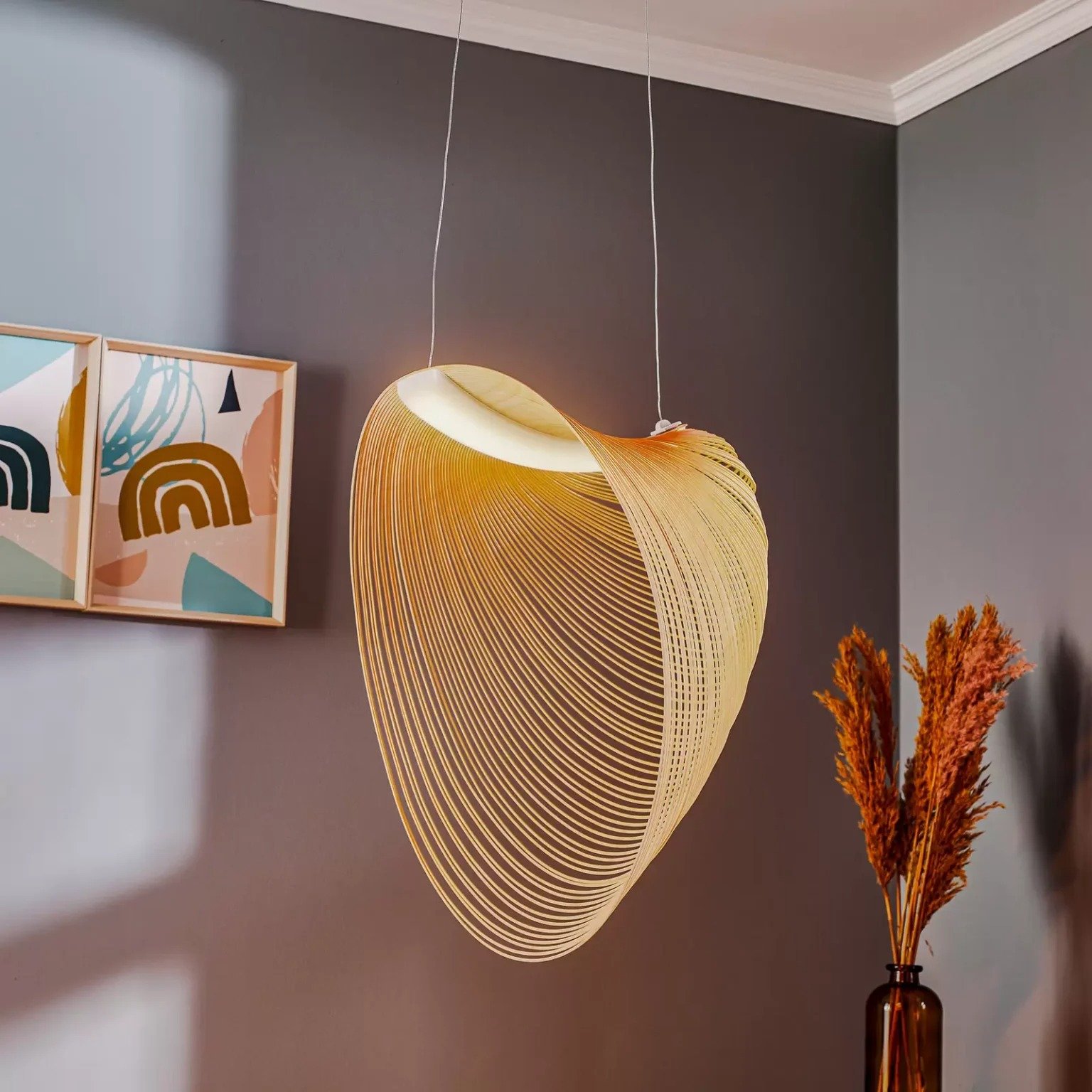 Luceplan Illan LED lampe à suspension en bois à intensité variable Ø 60 cm