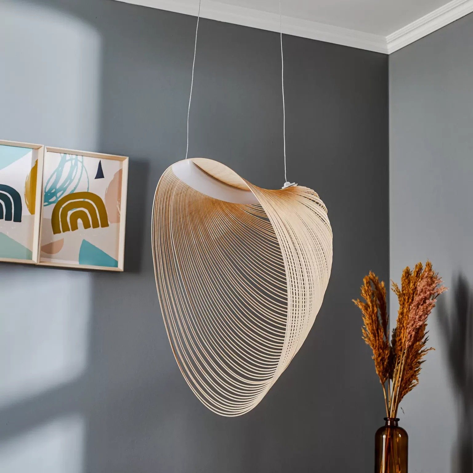 Luceplan Illan LED lampe à suspension en bois à intensité variable Ø 60 cm