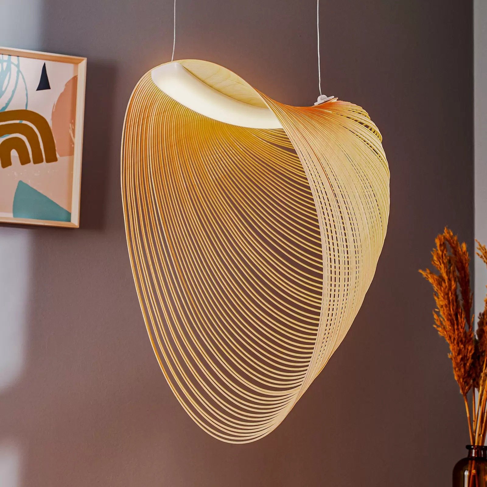 Luceplan Illan LED lampe à suspension en bois à intensité variable Ø 60 cm