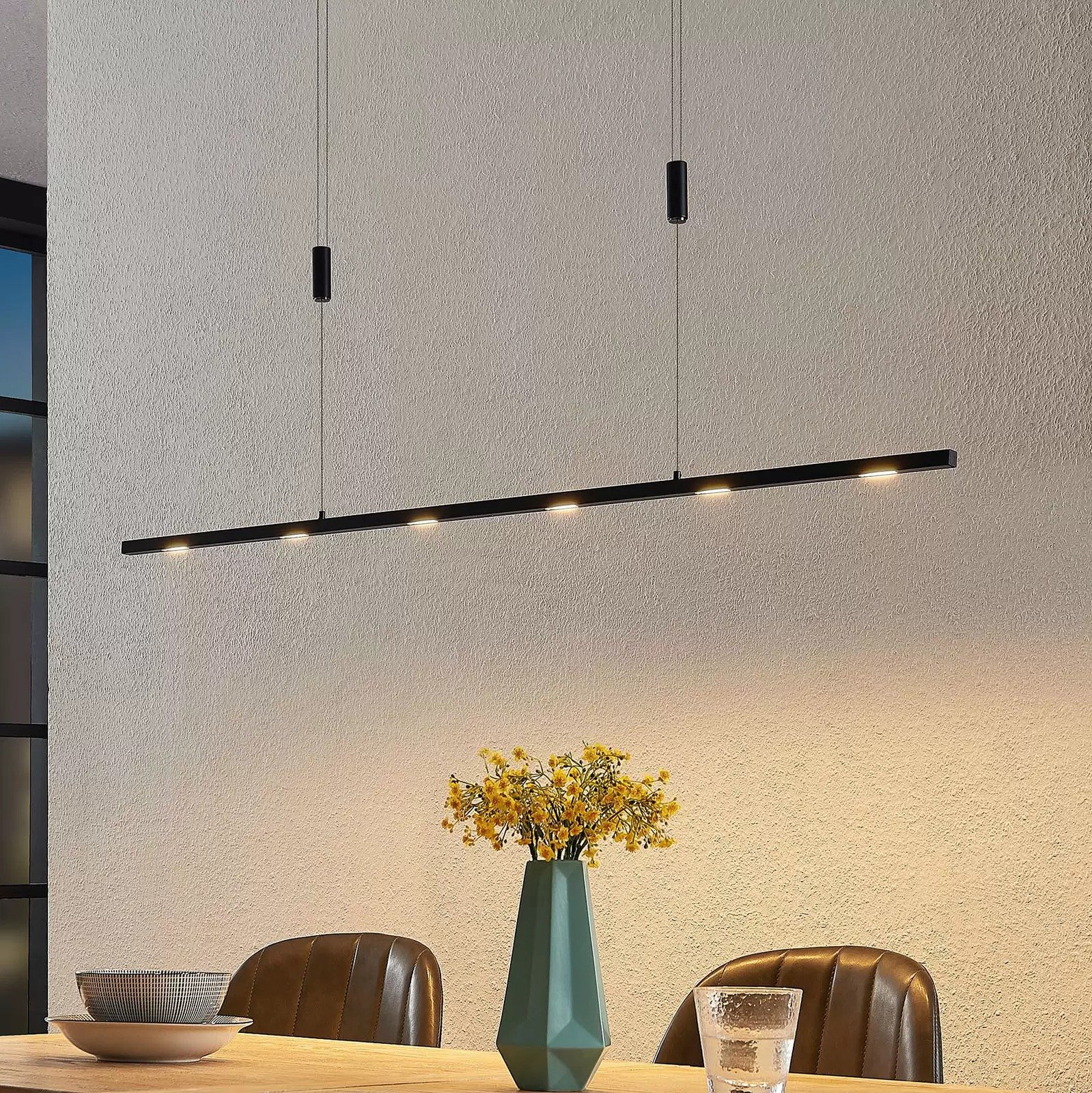 Lucande Suspension LED Stakato, 120 cm, à 6 lampes, intensité variable