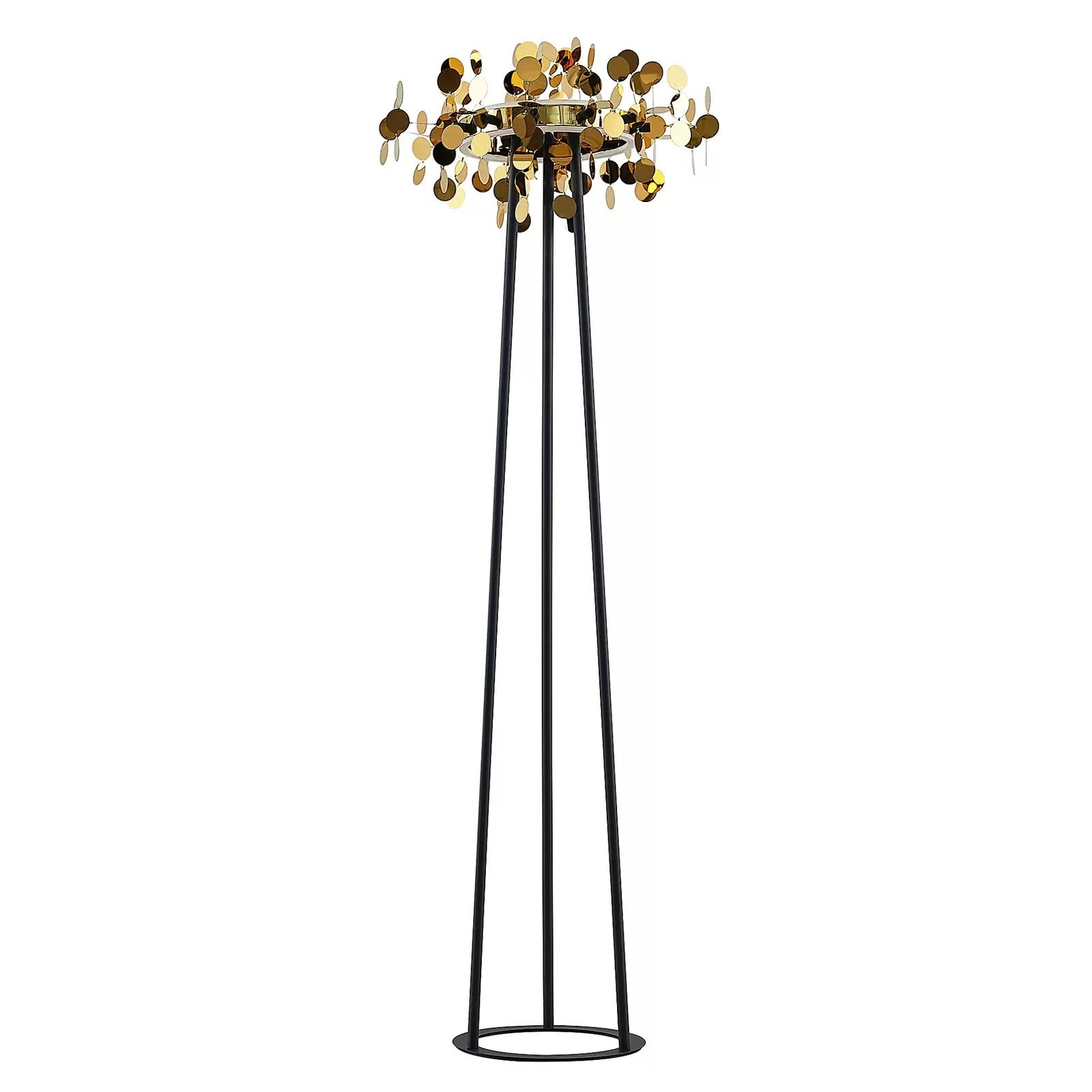 Lucande Glimmo lampe sur pied LED, noir, laiton