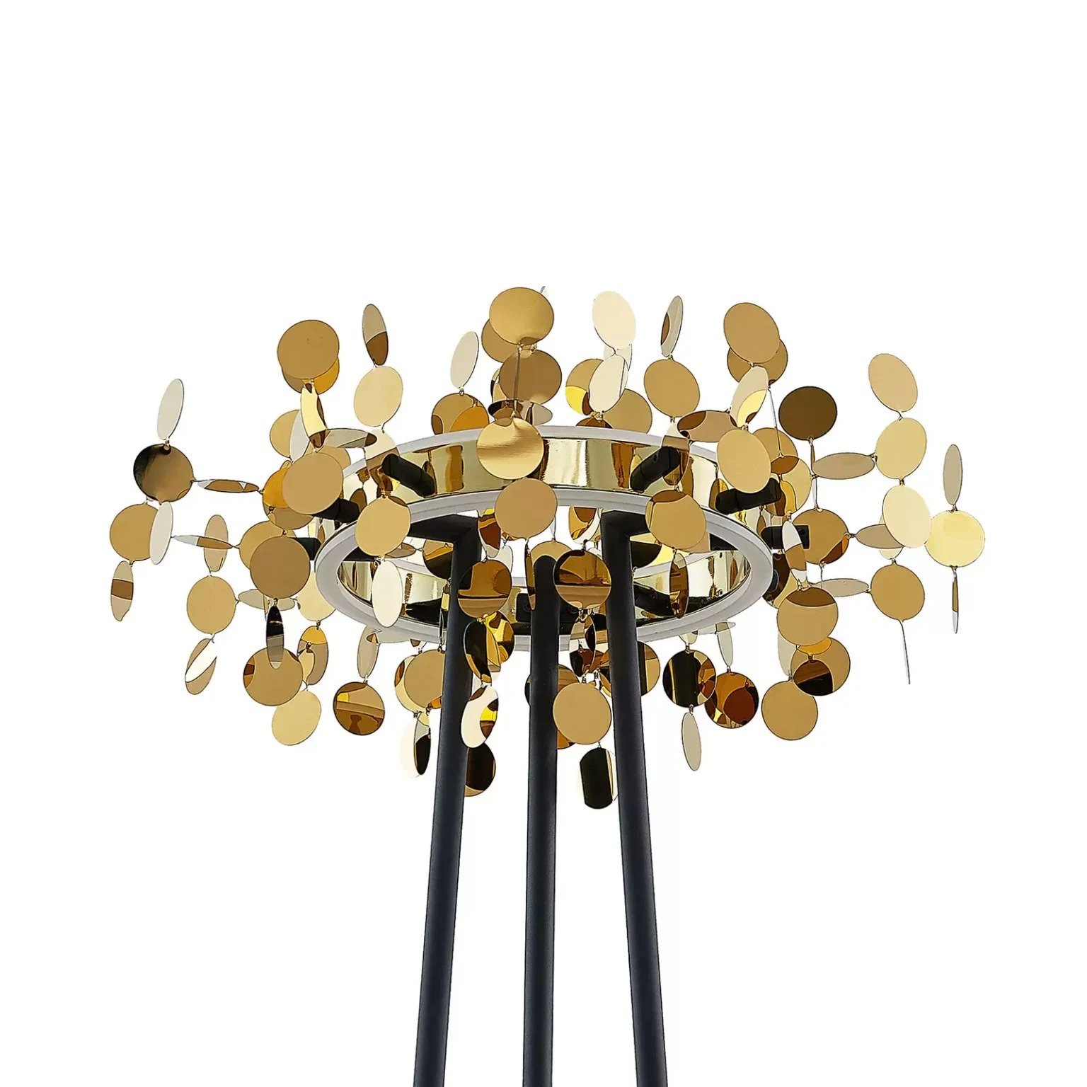 Lucande Glimmo lampe sur pied LED, noir, laiton