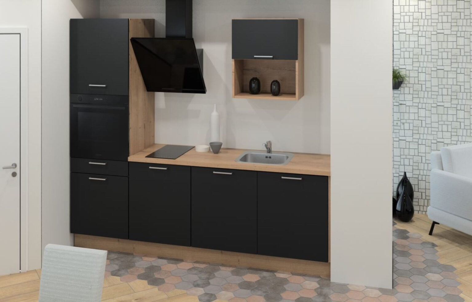 UB DESIGN – Pack Cuisine ASTUCIO 1 NOIR MAT – 240CM