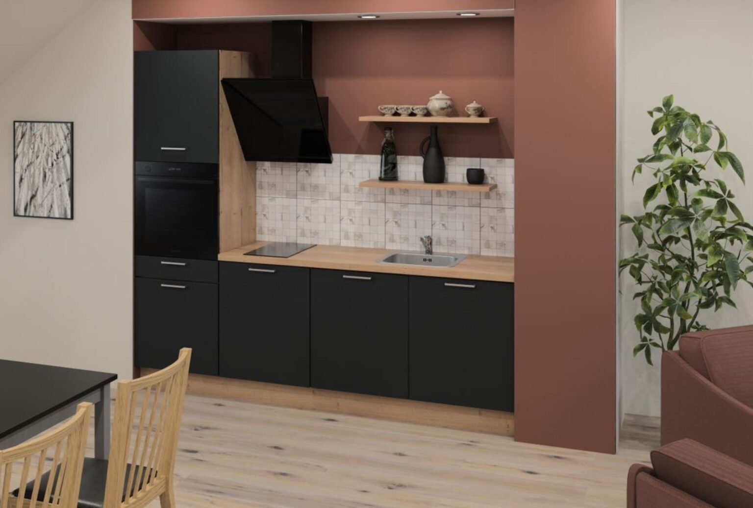 UB DESIGN – Pack Cuisine ASTUCIO 2 NOIR MAT – 240CM