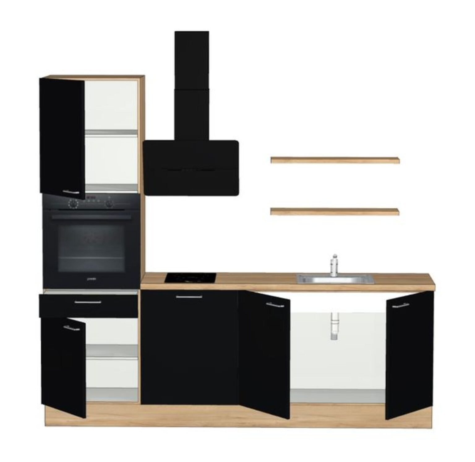 UB DESIGN – Pack Cuisine ASTUCIO 2 NOIR MAT – 240CM