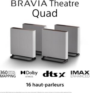 Sony BRAVIA Theatre Quad – Système Son TV Dolby Atmos®, 16 Haut-parleurs, Wi-FI®, Bluetooth, 360 Spatial Sound Mapping