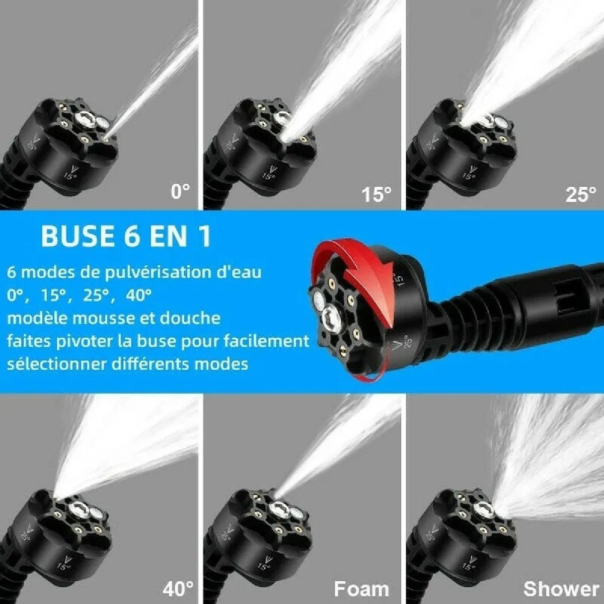 Nettoyeur haute pression sans Fil 3500W 200 bar, 6 EN 1, avec 2 batteries et accessoires, Machine à laver de voiture sans fil